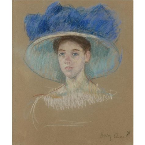 Artwork by Mary Cassatt, Tête de Femme au Grand Chapeau, Made of pastel on tan paper Mary Cassatt Art, Large Canvas Artwork, American Impressionism, Life In France, Large Hat, Berthe Morisot, Mary Cassatt, Impressionist Artists, Large Hats