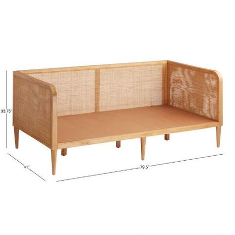 Rattan Cane and Wood Kira Daybed Frame | World Market Bedroom Ideas Korean, Modern Coastal Bedroom, Guest Bedroom Ideas, Daybed Frame, Rattan Daybed, Rattan Cane, Bedroom Upgrade, Wood Daybed, Plans Architecture