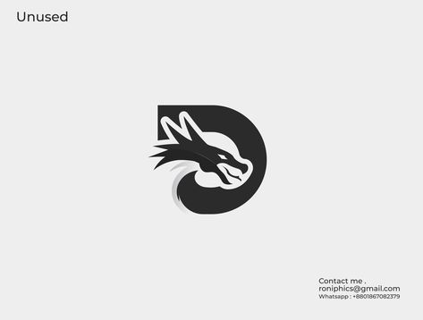 Dragon Logo Design - Letter D with Dragon logo - logo design by Roniphics✨ Dragon Logo Design, Graphic Design Letters, Snake Logo, Dragon Logo, Logo Design Love, Negative Space Logos, Popular Logos, Media Logo, Letter Logo Design