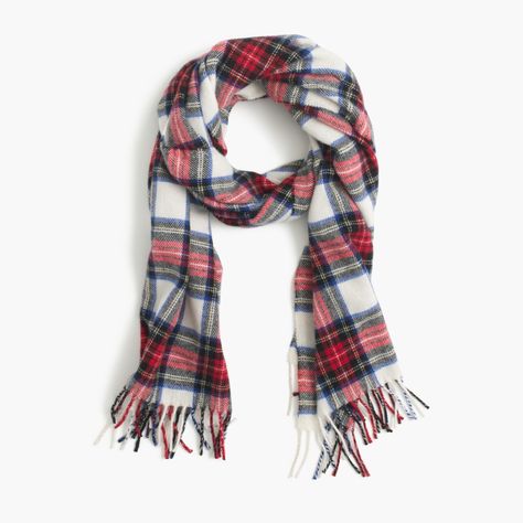 J.Crew Gift Guide: women's plaid scarf. Tartan Plaid Scarf, Oversized Scarf, Jcrew Women, Wool Scarf, Tartan Plaid, Fall Winter Outfits, Womens Plaid, Velvet Dress, Plaid Scarf