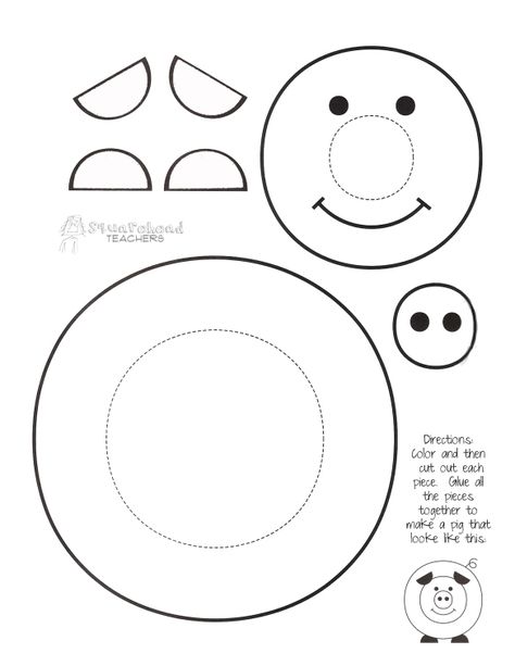 "Paint a pig" printable cute craft for kids. turns out WAY CUTE and is good practice for using scissors for the little guys. Farm Animal Crafts, Pig Crafts, Farm Crafts, Easy Craft Projects, Farm Theme, Letter A Crafts, Printable Crafts, Craft For Kids, Fun Activities For Kids