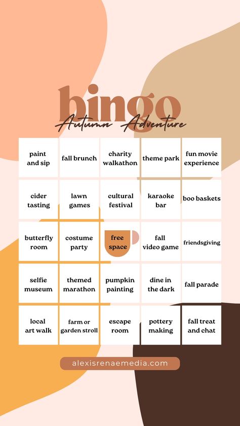 Fall Bucket List Bingo Board Autumn Bingo, Fall Bingo, Fall Adventures, Autumn Adventures, Fall Brunch, Video Game Party, Bar Games, Bingo Board, Fall Bucket List