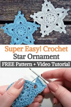 Today we have a beautiful Star Ornament crochet pattern to share with you. It is made in just 5 loops with sport weight yarn and a 3mm crochet hook. You can use them as decorations anywhere in your home, from Christmas trees to walls and windows. The creator gives us a very well explained video tutorial, in which she guides us step by step through the entire project, making it much easier to do than it seems. It can be done even by crochet beginners. Crochet Star Ornament, Easy Crochet Star, Ornament Crochet Pattern, Crochet Christmas Snowflakes, Crochet Star Patterns, Crochet Beginners, Crochet Christmas Ornaments Free, Super Easy Crochet, Ornament Crochet