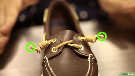 5 Ways to Tie Sperrys - wikiHow How To Tie Sperry Laces, How To Tie Laces, Ways To Tie Shoelaces, How To Tie A Knot, Ways To Lace Shoes, How To Tie Shoes, Leather Shoe Laces, Tie Shoelaces, Sperry Shoes