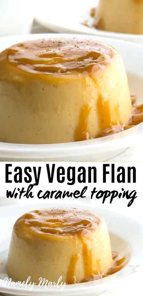 Vegan Flan, Easy Flan, Resep Vegan, Recipe Sauce, Vegan Eggnog, Love Recipe, Dessert Oreo, Gooey Caramel, Caramel Recipes Sauce