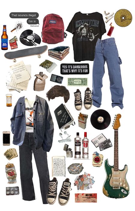 grunge guy Outfit | ShopLook Edgy Outfits Guys, Grunge Wear Men, Retro Vibes Outfit Men, 90 Grunge Outfits Men, 80s Grunge Style Men, Grunge Skater Boy Aesthetic Outfits, Skater Guys Outfits, Grunge Aesthetic Guy Fashion, Outfit Mood Board Men