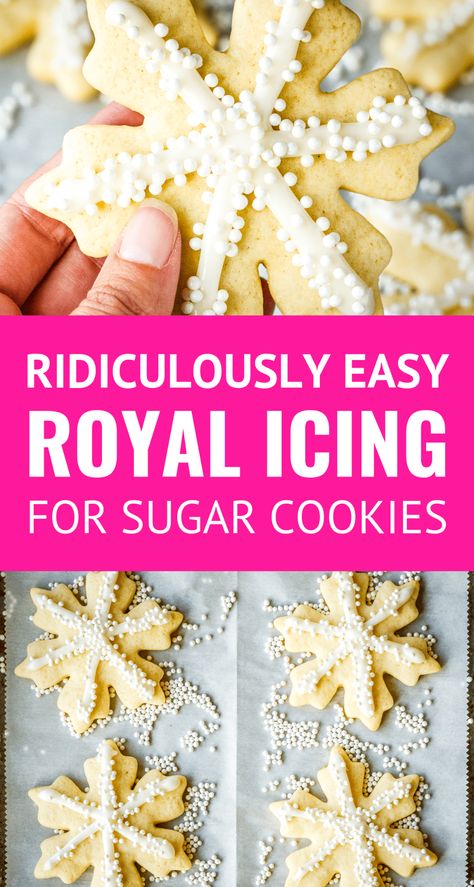 Icing Recipe For Sugar Cookies, Royal Icing For Sugar Cookies, Meringue Powder Royal Icing, Icing For Sugar Cookies, Recipe For Sugar Cookies, Easy Royal Icing, Easy Icing Recipe, Best Royal Icing Recipe, Royal Icing Cookies Recipe