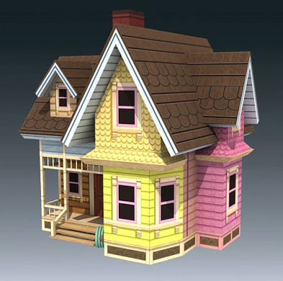 CASITA DE PAPEL: Casita de Up Up House Pixar, 3d Paper Houses, Flying House, Large Dolls House, Paper Buildings, Dollhouse Printables, Disney Up, Kids Crafting, Glitter Houses