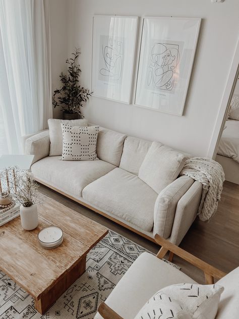 Beige Couch Living Room, Home Decor Apartment, Condo Living Room, Beige Living Rooms, Couch Decor, Small Apartment Living Room, Home Decoration Ideas, Neutral Living Room, Home Design Living Room