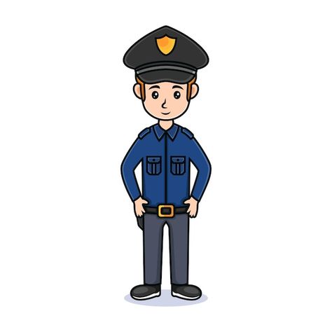 Police Clothes, Work Cartoons, Police Outfit, Premium Vector Cartoon, Man Icon, Cartoon Man, Vector Cartoon, Psd Icon, Handsome Man