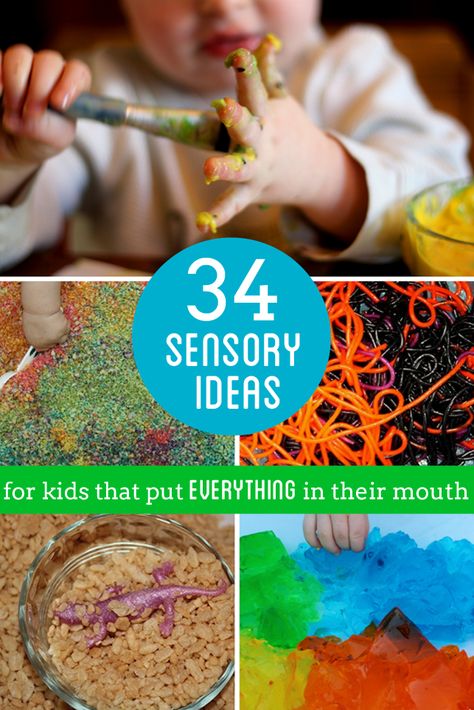 34 edible sensory play ideas for our kids that still put everything in their mouth!  Grab most of these sensory materials from the pantry! Edible Sensory, Edible Sensory Play, Play Ideas For Kids, Sensory Play Ideas, Sensory Ideas, Toddler Sensory, Toddler Snacks, Kids Sensory, Messy Play