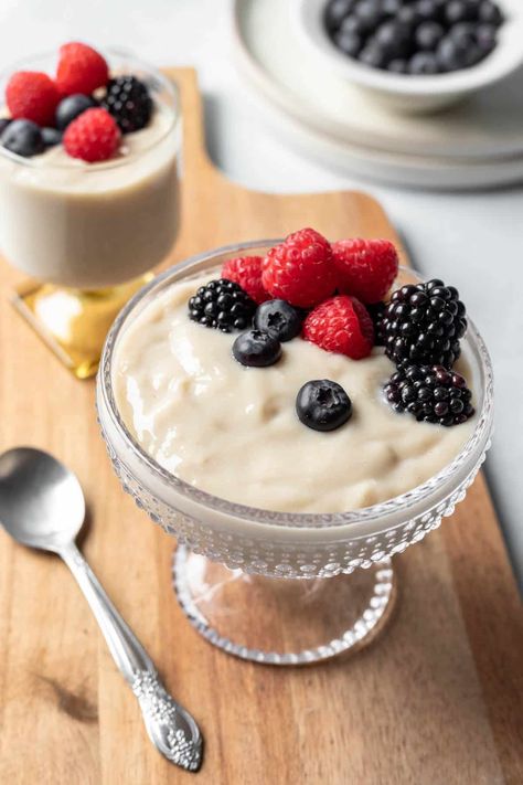 Vegan Vanilla Pudding, Almond Butter Snacks, Coconut Milk Pudding, Dairy Free Pudding, Vegan Key Lime Pie, Vanilla Pudding Recipes, Oatmeal Pie, Allergy Friendly Desserts, Healthy Pudding