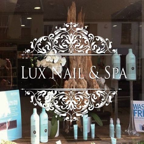 Salon Signs Store Fronts, Kiwi Nails, Salon Window Display, Salon Window, Boutique Beauty Salon, Salon Names Ideas, Salon Decals, Retail Facade, Hair Salon Logos