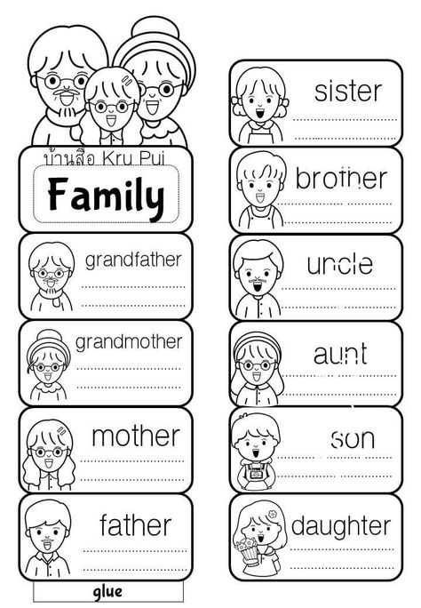 Kids Worksheet, Family Worksheet, English Speaking Skills, English Activities For Kids, English For Beginners, English Exercises, Learning English For Kids, English Worksheets For Kids, Alphabet Writing