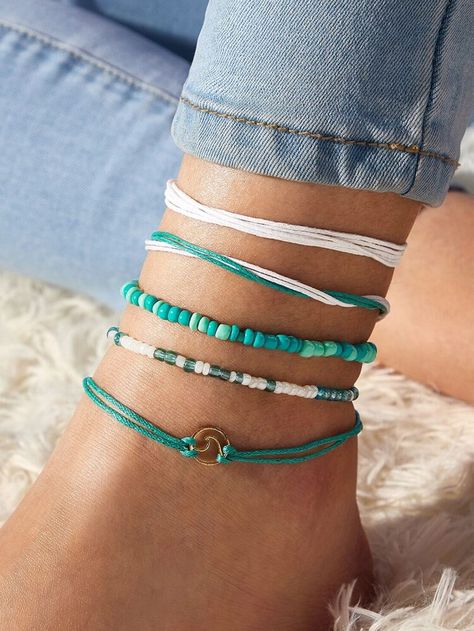 Shop 5pcs Beaded & String Anklet online Australia,SHEIN offers huge selection of Body Jewelry more to fit your fashionable needs. Free Shipping Available √ $4 Off for Your First Order √ Anklets Online, Wave Bracelet, Anklets Boho, Beach Anklets, Women Anklets, Ankle Chain, Beaded Anklets, Foot Jewelry, Anklet Bracelet