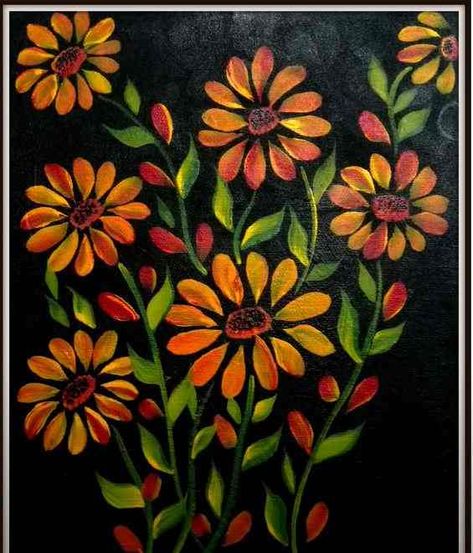 54 Awesome Black Canvas Painting Ideas You'll Want to Replicate | ACRYLIC PAINTING SCHOOL Black And White Acrylic Painting Ideas, Canvas Painting With Black Background, Flowers On Black Background Painting, Painting Ideas On Black Canvas, Black Paintings, Black Canvas Paintings Easy, Black Background Painting, Black Canvas Art, Black Canvas Paintings