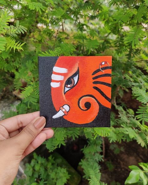 Miniature Ganesha Canvas Painting, painting for beginners Small Canvas Ganesha Painting, Vinayagar Canvas Painting, Mini Canvas Ganesha Painting, Ganesha Painting Simple, Ganesh Canvas Painting Easy, Ganesha Canvas Painting Acrylics, Easy Ganesha Painting, Ganpati Canvas Painting, God Canvas Painting