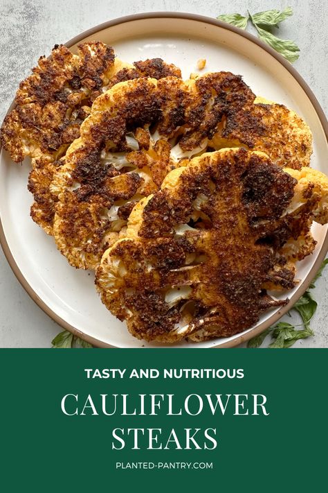 These Roasted Cauliflower Steaks are an easy and delicious option for your next meal. Simple enough to be a side, but hearty enough to be the main dish. Vegan Buffalo Cauliflower, Roasted Cauliflower Steaks, Raw Cauliflower, Steamed Cauliflower, Cauliflower Dishes, Cauliflower Steaks, Vegan Main Dishes, Homemade Tacos, Homemade Taco Seasoning