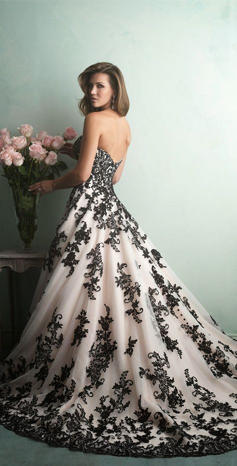 Allure Bridals Fall 2014 | bellethemagazine.com Fete Emo, Wedding Dress Black, Christina Wu, Robes Glamour, Deb Dresses, Dark Wedding, Sophisticated Bride, Wedding Robe, Allure Bridal