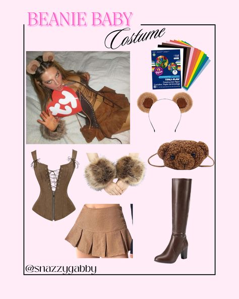 The hottest beanie baby Halloween costume recreation for this fall!

#halloween #spooky #fall #costumes #halloweencostumes #diycostume #amazon #amazonfinds #dressup #bear Build A Bear Halloween Costume, Brown Boot Halloween Costume, Beanie Bear Costume, Bear Costume Womens Diy, Ty Baby Halloween Costumes, Beanie Baby Costume College, Halloween Costumes From Shein, 3 Bears Costume Diy, Beanie Baby Halloween Costume Women