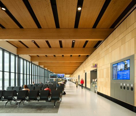 Fort McMurray International Airport | Think Wood Airport Office, Airport Interior, Airport Architecture, Interior Design Competition, Fort Mcmurray, Timber Roof, Airport Design, Timber Structure, Zaha Hadid Architects