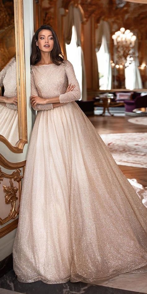 30 Cute Modest Wedding Dresses To Inspire | Wedding Forward Dusky Pink Bridesmaid Dresses, Modest Wedding Dresses Ball Gown, Gown With Long Sleeves, Modest Bridal Gowns, Modest Bridal, Modest Wedding Gowns, Wedding Dresses Blush, Wedding Dresses Ball Gown, Essense Of Australia