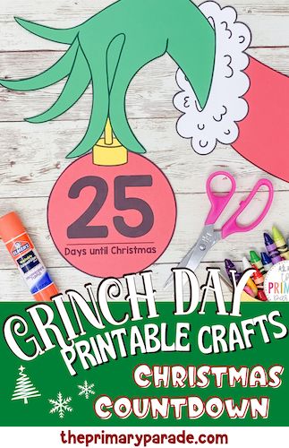 Classroom Christmas Party Games, Grinch Craft, Grinch Day, Christmas Countdown Crafts, Kindergarten Christmas Crafts, Classroom Christmas Party, Prek Activities, Grinch Crafts, Christmas Party Crafts