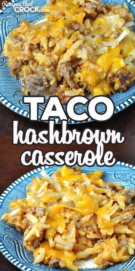 Hashbrown Taco Casserole, Taco Hashbrown Casserole, Shredded Hashbrown Recipes, Hashbrown Casserole Recipe, Hashbrown Casserole, Oven Recipe, Crockpot Casserole, Hashbrown Recipes, Hash Brown Casserole