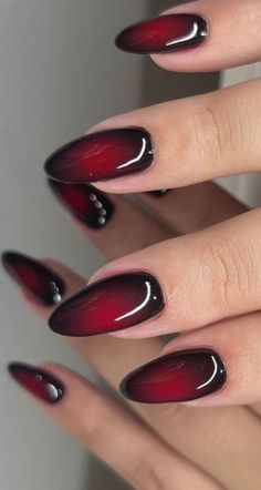 Dark Red Aura Nails, Black And Red Aura Nails, Red And Black Acrylic Nails Designs, Red Formal Nails, Black And Red Acrylic Nails, Aura Nail Designs, Straykids Concert, Red Black Nails, Aura Nail