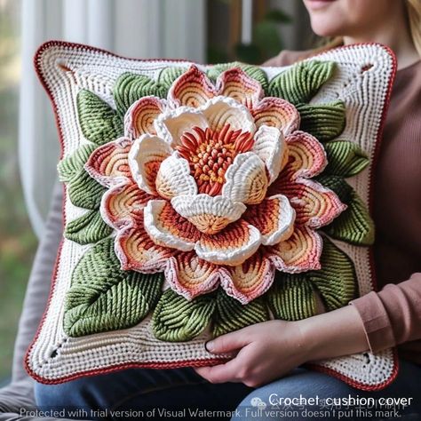 Crochet-crochet patterns crochet gifts crochet for beginners Crochet Pillow Ideas, Crochet Cushion Covers, Art Au Crochet, Crochet Cushion Pattern, Crochet Ripple Blanket, Cushion Cover Pattern, Gifts Crochet, Accessories Crochet, Granny Square Crochet Patterns Free