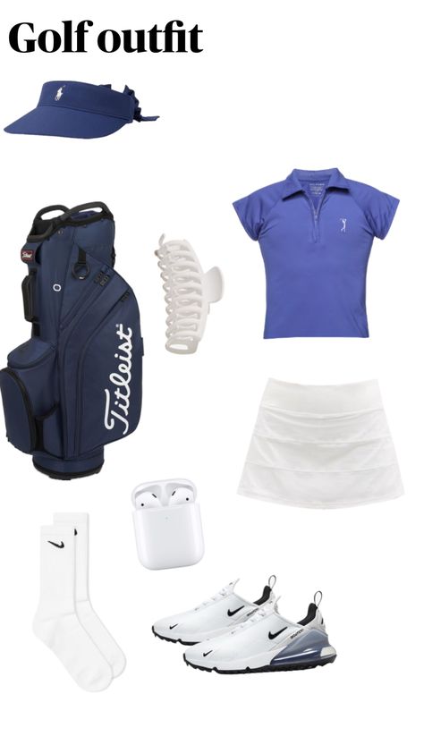 Golf Fits Aesthetic, Golf Aesthetic Outfit, Cute Golfing Outfits For Women, Golf Girlfriend Outfit, Golf Aesthetic Woman, Trendy Golf Outfits Women, Female Golf Outfits, Gym Bag Essentials Women, Golfing Outfits For Women