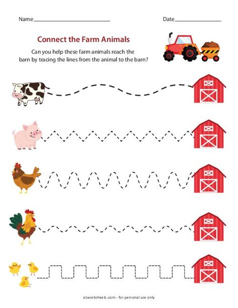 Farm Kindergarten, Wonders Curriculum, Farm Activities Preschool, Farm Week, Animals Worksheet, Animals And Their Homes, Pencil Skills, Animal Writing, Farm Animals Preschool