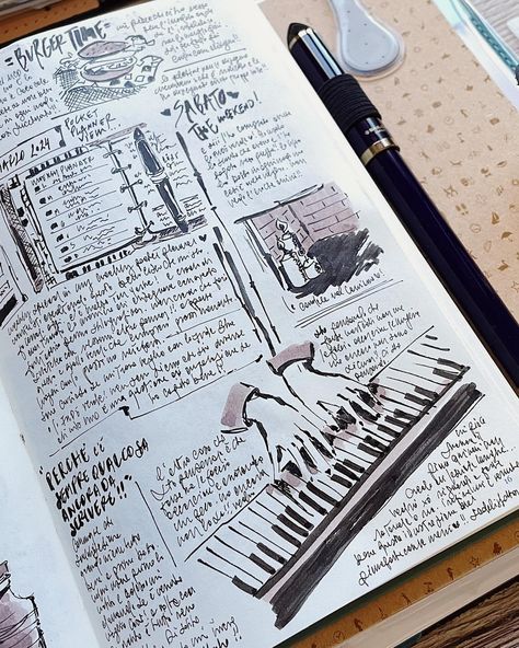 My Notebook Ideas, Beautiful Journal Pages, Research Journal Aesthetic, Keep A Notebook, Ink Journal, Art And Writing, Notebook Ideas School, Daily Art Journal, Notes Messy