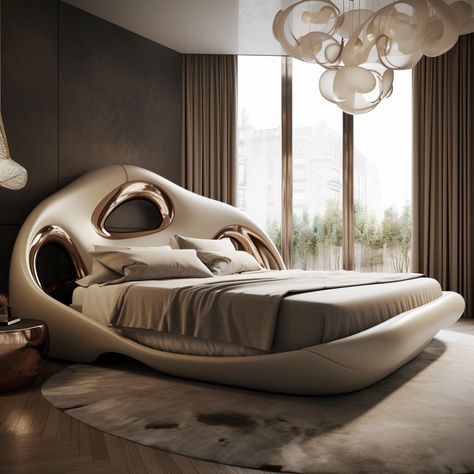 Futuristic Bed, Futuristic Bedroom, Cnc Furniture Plans, Interior Design Sketchbook, Luxury Beds, Loft House Design, Black Bedroom Decor, Unique Bedroom Design, Dressing Room Decor