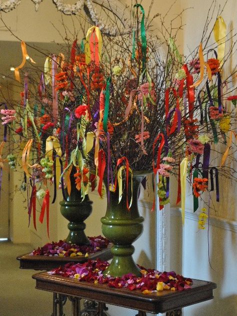 Ribbons and things from branches could make a colorful arrangement or potted "tree" on the patio. Pagan Crafts, Autumnal Equinox, By Appointment Only, Witchy Crafts, Spring Equinox, Beltane, Family Pics, Spiritual Life, Samhain