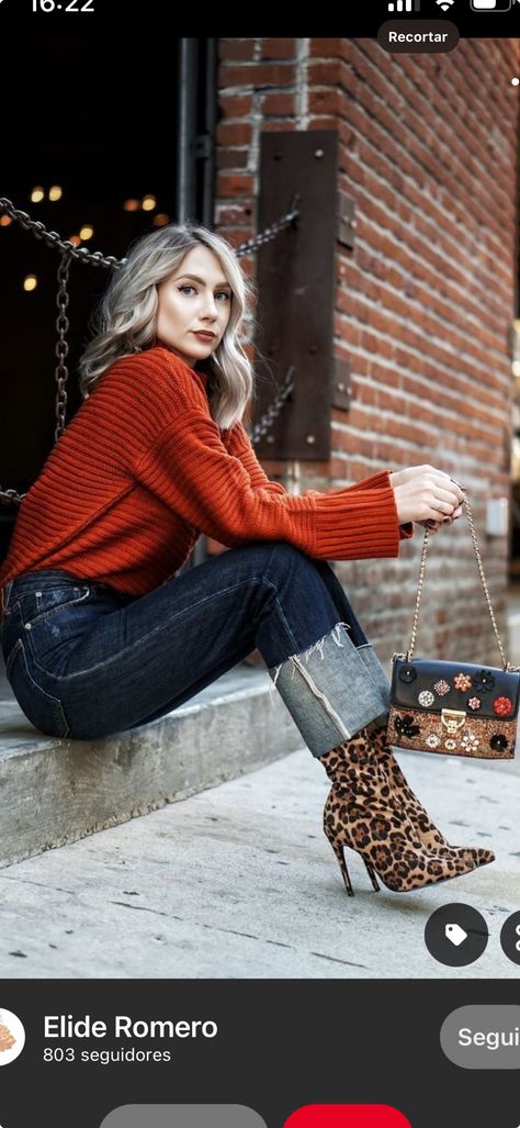 Winter Warm Outfits, Chique Outfit, Leopard Print Booties, Booties Outfit, Elegante Casual, Mode Casual, Trendy Fall Outfits, Looks Chic, Warm Outfits