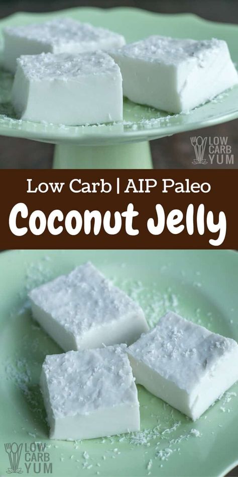 Coconut Gelatin Recipes, Coconut Jello, Grass Fed Gelatin, Paleo Snack, Coconut Jelly, Gelatin Recipes, Beef Gelatin, Postre Keto, Keto Friendly Desserts