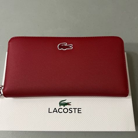 Lacoste wallet BNWT Lacoste Wallet, Zip Around Wallet, Fashion Bags, Wallets, Wallet, Brand New, Handbags, Plus Fashion, Red