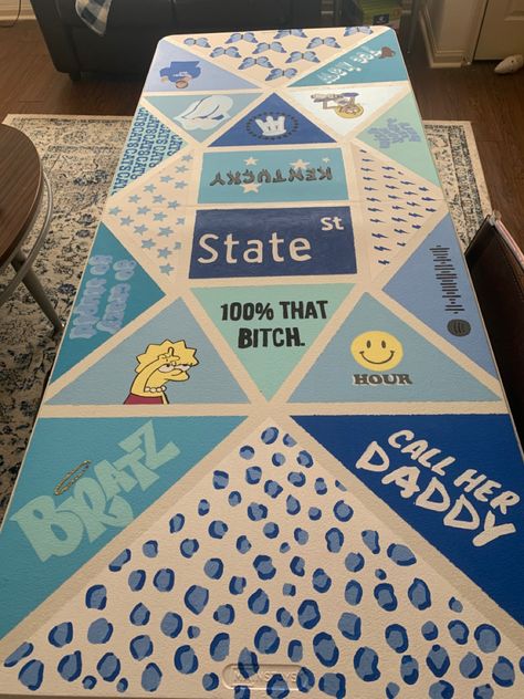 #pong #beerpong #beerpongtable #uk #kentucky #universityofkentucky #ukbeerpong #ukukbeerpongtable #paintedtable #paintedpongtable #beer #college #pongtableideas #pongtableinspo #paint #diy Pong Table Painted, Beer Pong Table Diy, Diy Beer Pong, Diy Beer Pong Table, Drinking Board, Beer Pong Table Designs, Drinking Board Games, Beer Olympics, Beer Olympic