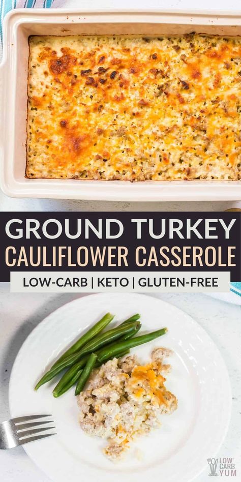 Ground Turkey And Cauliflower Rice, Turkey And Cauliflower Rice, Ground Turkey And Cauliflower, Turkey Cauliflower, Ground Turkey Casserole, Cauliflower Rice Casserole, Turkey Casserole Recipe, Recipes Cauliflower, Ground Turkey Recipes Healthy