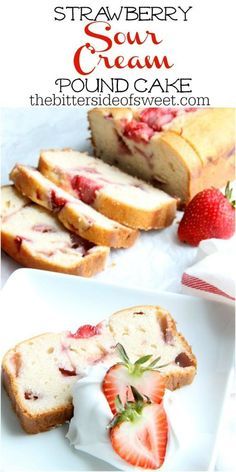 Strawberry Sour Cream Pound Cake | The Bitter Side of Sweet #ad #summerdessertweek Classic Pound Cake, Valentines Recipes Desserts, Strawberry Bread, Sour Cream Pound Cake, Tasty Dessert, Low Carb Cheesecake, Moist Cake, Valentine Desserts, Easy Strawberry