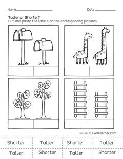 Which is taller and which is shorter worksheets Tall And Short Activities Preschool, Taller Shorter Worksheet, Tall Taller Tallest Worksheet, Tall And Short Worksheets Kids, Shortest To Tallest Worksheet, Tall Short Concept For Kids, Grade R Worksheets Free Printable, Grade R Worksheets, Measurement Kindergarten