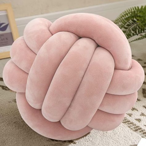 OUKEYI 25 cm Soft Knot Ball Pillows, Round Throw Pillows, Children Room Decoration Plush Pillow,Decoration Cushion Pillows for Home, Bedroom Sofa, Bed, Floor (Pink) Knotted Pillow, Knot Ball, Solid Bed, Knot Cushion, Pillow Crafts, Knot Pillow, Round Throw Pillows, Interior D, Bed In Living Room