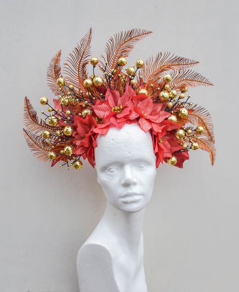 Headdress Flower Crown ... Wedding Halo Headpiece, Rose Gold Wedding Headpiece, Christmas Headdress, Christmas Headpiece, Gold Headpiece Wedding, Rose Gold Headpiece, Crown Headdress, Masquerade Carnival, Bridal Floral Headpiece