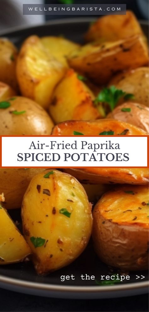 These paprika spiced airfryer roast potatoes are perfectly golden and crunchy on the outside and fluffy from the inside. Quick, easy, and vegan!👇  #airfryerrecipes #roastpotatoes #spicedpotatoes Airfryer Potatoes, Golden Potato Recipes, Potatoes Airfryer, Healthy Roasted Potatoes, Easy Airfryer, French Fry Seasoning, Paprika Spice, Comfort Recipes, Steamed Potatoes