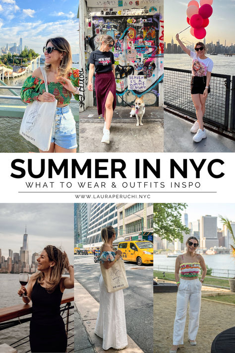 What to pack for a trip to NYC in the summer? Check my post with tips and tons of inspiration! Outfits To Wear In Nyc Summer, New York Ootd Summer, Nyc Summer Outfits Casual, Outfit For Nyc Summer, What To Pack For New York Summer, Nyc Weekend Outfit, New York July Outfit, Walking Around The City Outfit Summer, Carnegie Hall Outfit