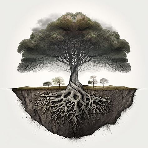 Tree With Deep Roots, Earth Poster, Heart Wood, Farm Logo, Deep Roots, Tree Roots, Ap Art, 판타지 아트, Cool Art Drawings