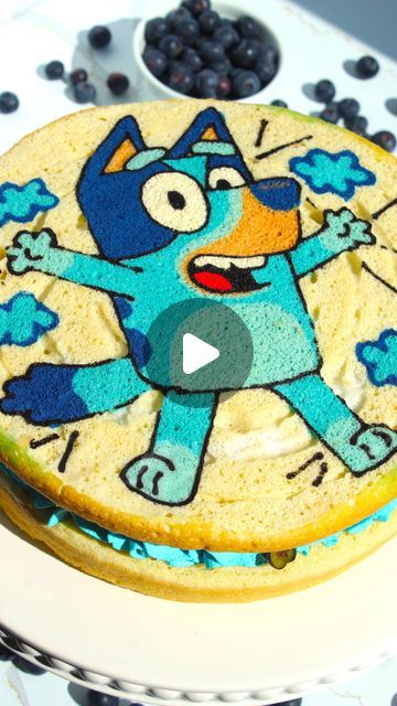 Blurt Birthday Cake, Designed Sponge Cake, Sponge Cake Design, Cake Videos For Kids, Diy Bluey Cake, Bluey Birthday Cake Ideas, Bluey Themed Cake, Guy Cakes, 2nd Birthday Cake Boy