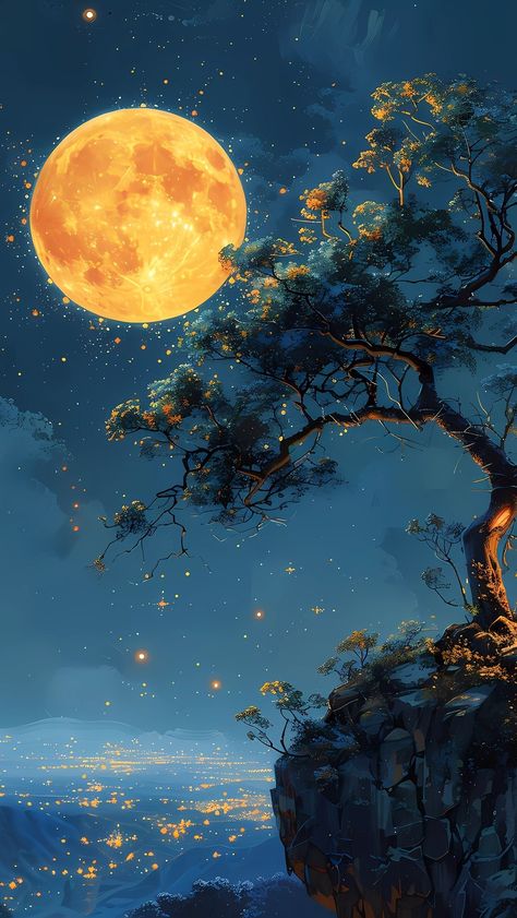 ฅ ฅ ᴹᵃᵈᵉ ʷⁱᵗʰ ᴬᴵ Night Landscape Illustration, Dreamy Artwork, Beautiful Landscape Photography, Plain Wallpaper, Back Ground, Abstract Art Wallpaper, Night Landscape, Wallpaper Space, Art Summer