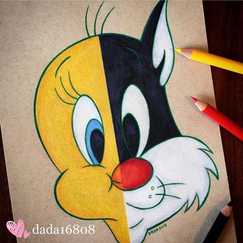 Sylvester Drawing, Fancy Drawing, Disney Character Drawings, Disney Drawings Sketches, Cute Disney Drawings, Disney Art Drawings, Cartoon Painting, Doodle Illustration, Pinturas Disney